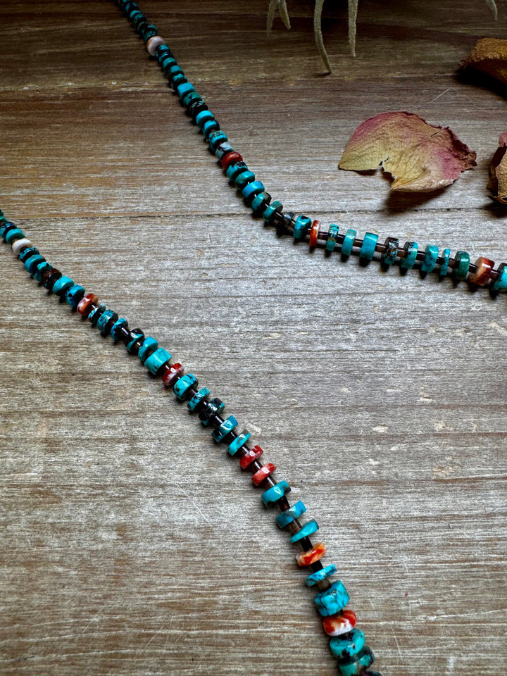 26” Dark Blue Rondelle Turquoise & Spiny Oyster Necklace Necklaces Shopify Collective The Bijoux FAB Jewelry The Bijoux FAB Jewelry