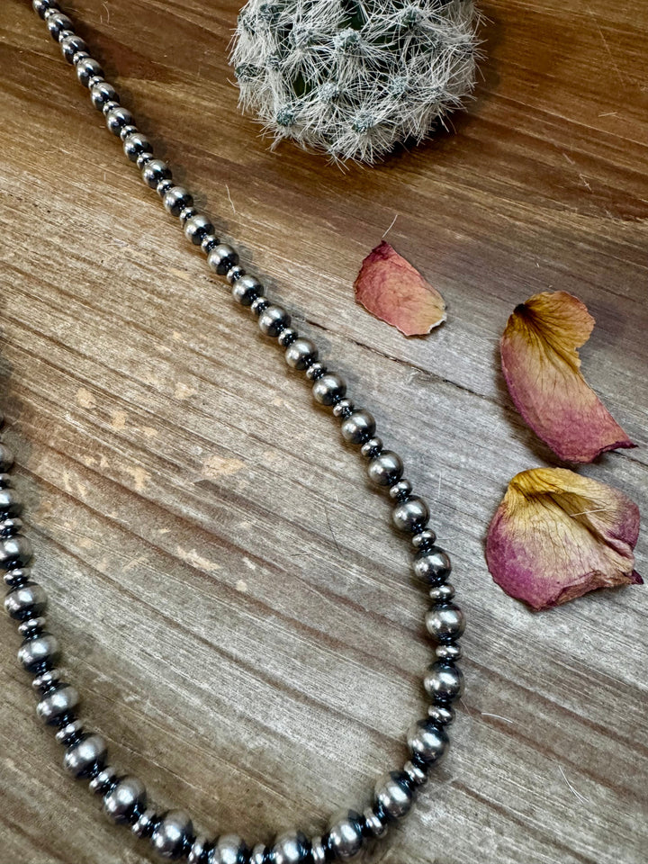 32 inch Necklace - 8 mm & 5 mm saucer Sterling Silver Pearls Necklaces Shopify Collective The Bijoux FAB Jewelry The Bijoux FAB Jewelry