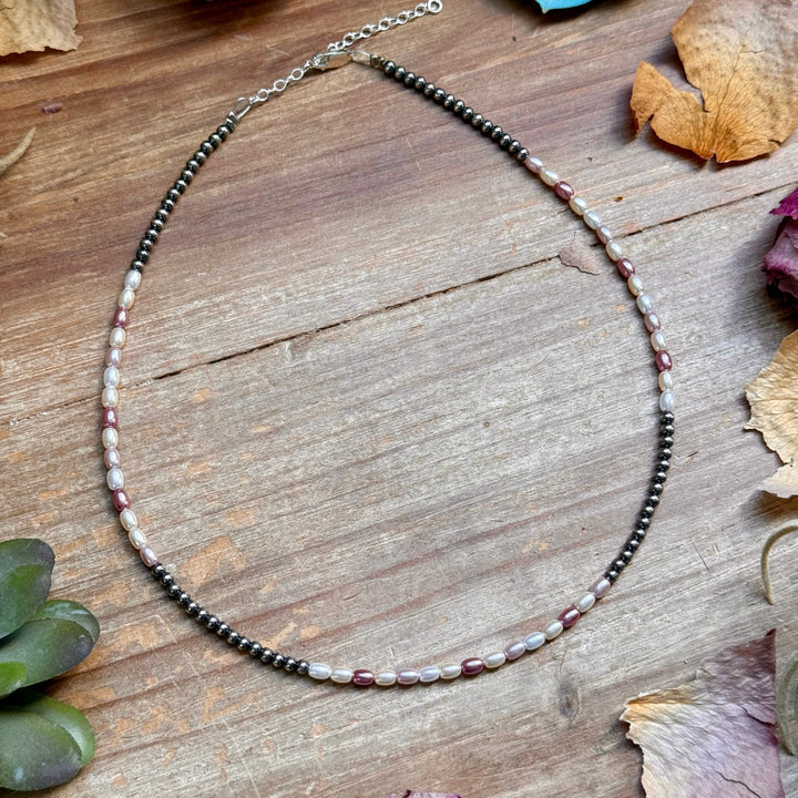 15.25” Pink Freshwater Pearl Necklace – Sterling Silver Pearls Necklaces Shopify Collective The Bijoux FAB Jewelry The Bijoux FAB Jewelry
