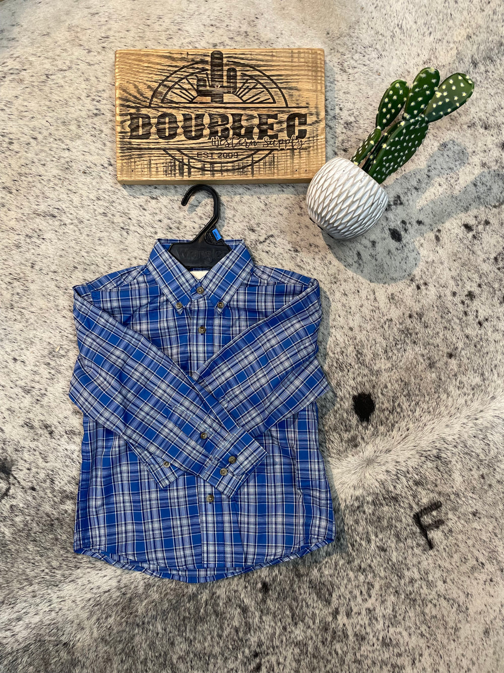 Boys Wrangler Riata Long Sleeve Shirts & Tops Blue Wrangler Wrangler