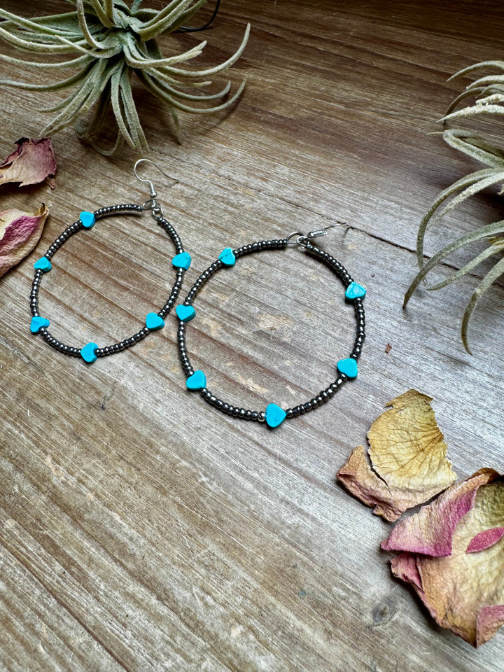 Turquoise Verasite heart hoops earrings Shopify Collective The Bijoux FAB Jewelry The Bijoux FAB Jewelry
