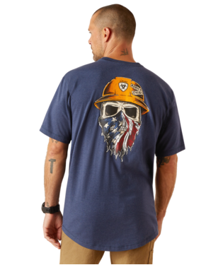 Ariat MNS Rebar Workman Born For This T-Shirt/Navy Heather/USA T Shirt Ariat