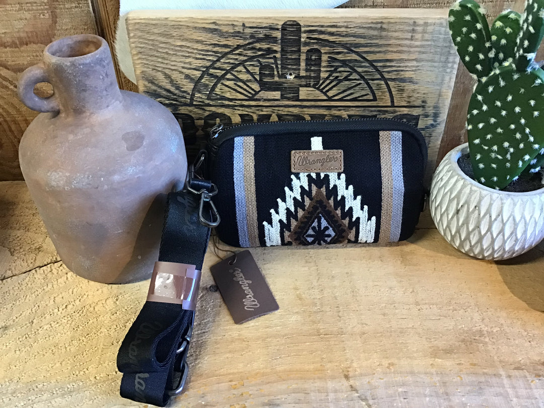 Wrangler Southwestern Knitted Mini Crossbody/Wallet Black wallet Women's Wrangler