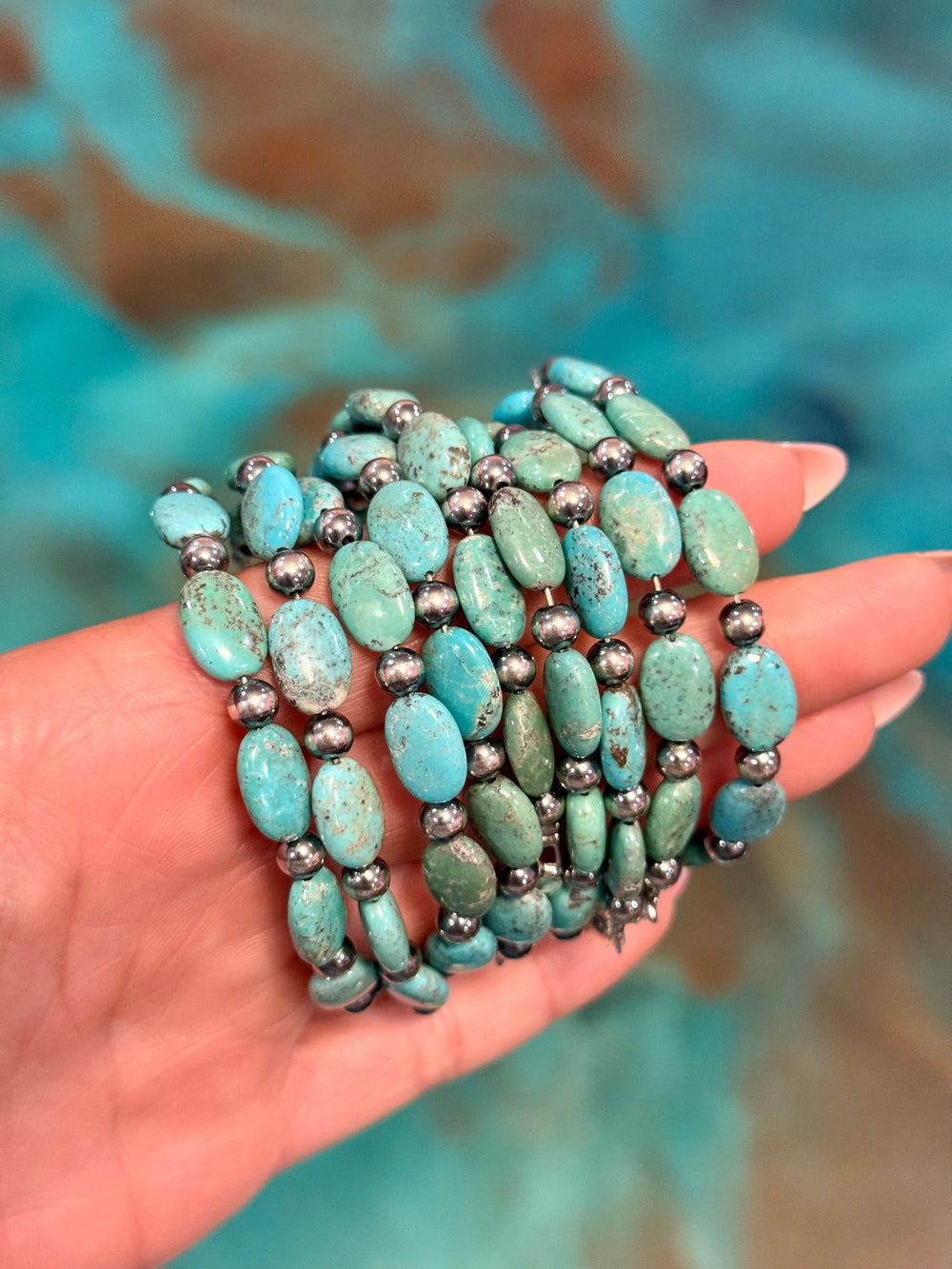Blue Turquoise Bracelet – 6 1/4" – 5mm Bracelets Shopify Collective The Bijoux FAB Jewelry The Bijoux FAB Jewelry