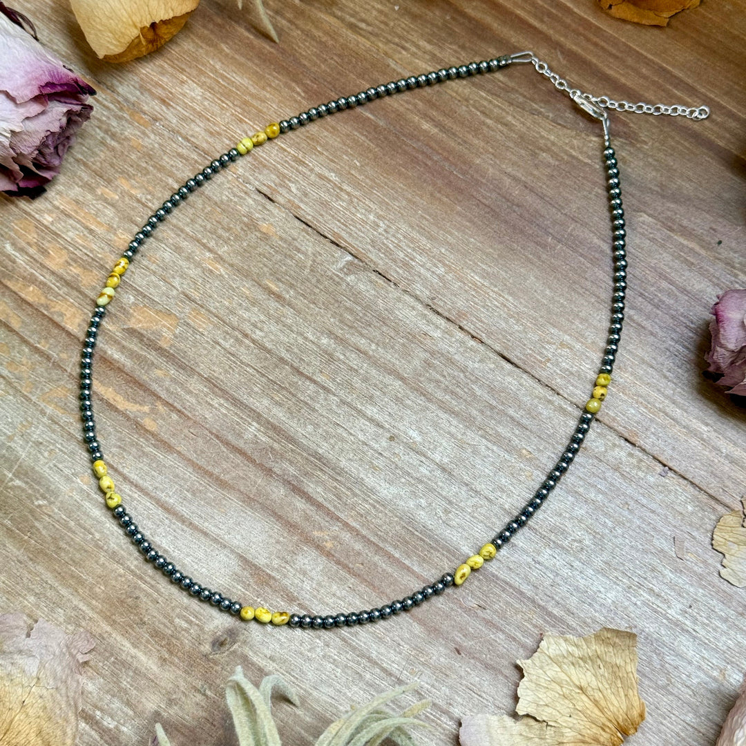 16.5” Palomino Turquoise Necklace – Sterling Silver Pearls Necklaces Shopify Collective The Bijoux FAB Jewelry The Bijoux FAB Jewelry
