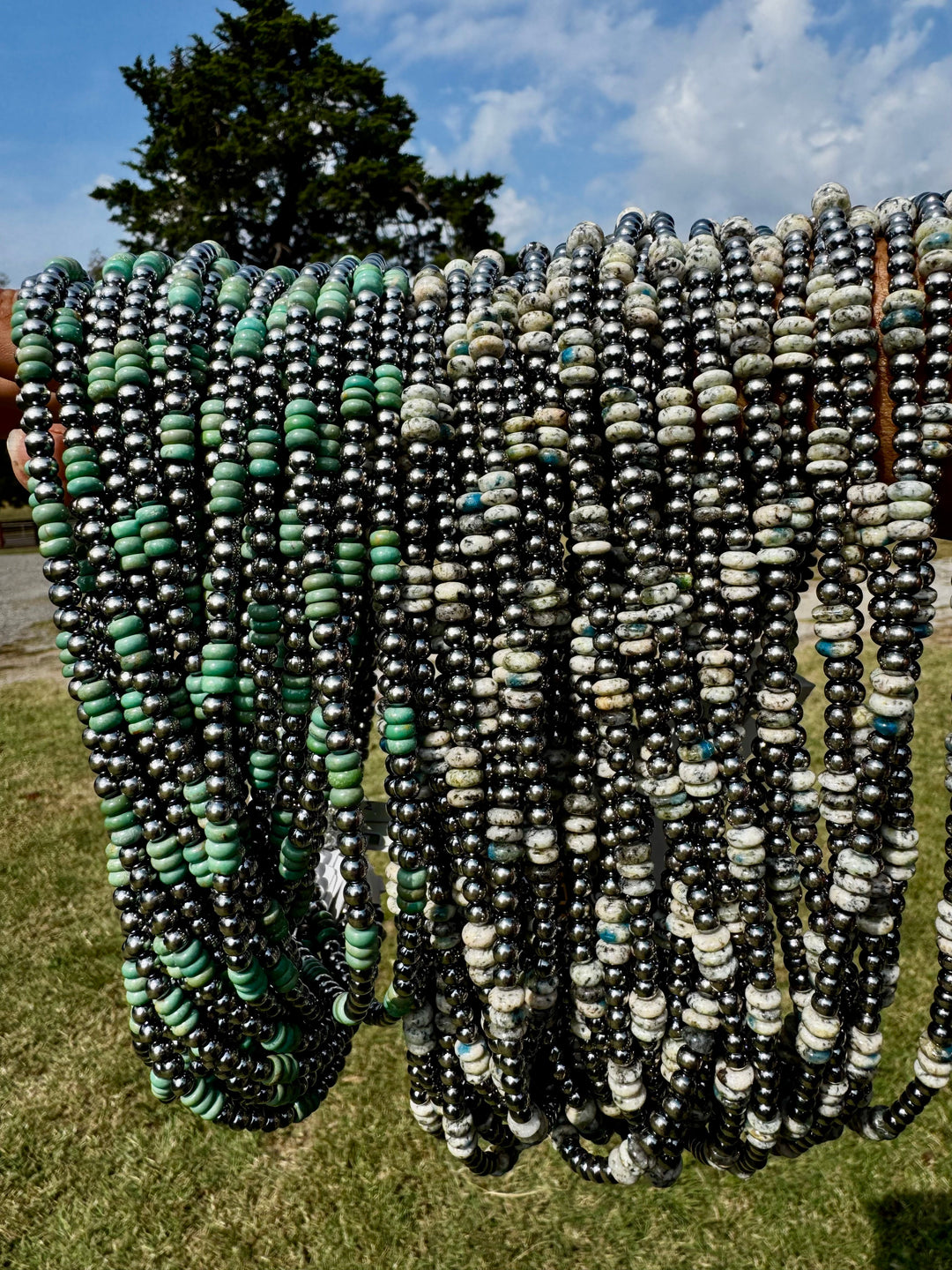 Green Turquoise & Sterling Silver Pearl Necklace – 5mm – Handmade by The Bijoux FAB – 19" Necklaces Shopify Collective The Bijoux FAB Jewelry The Bijoux FAB Jewelry