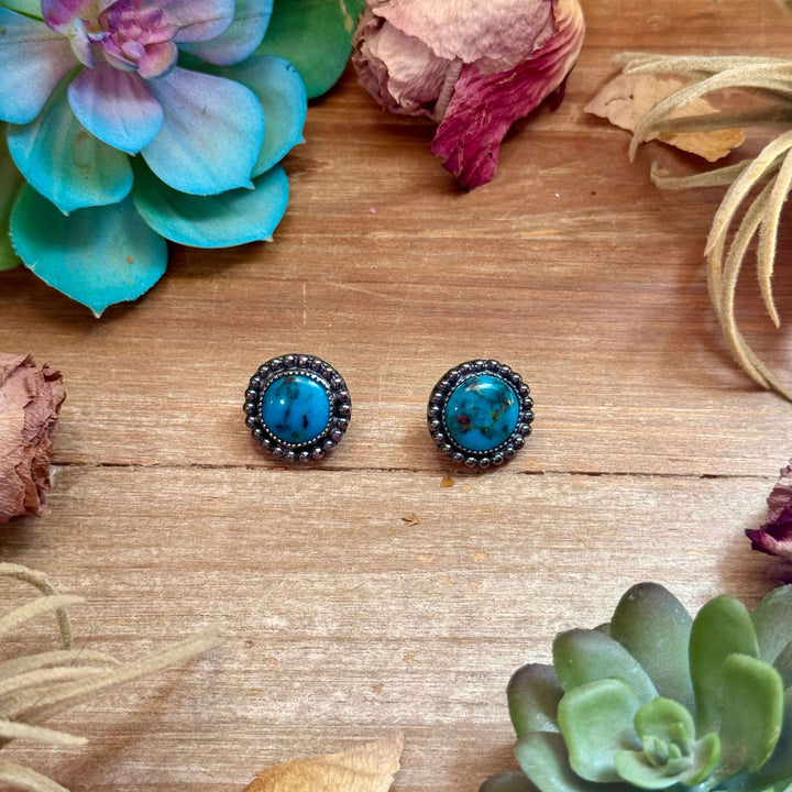 MJ Round Turquoise Stud Earrings Earrings Shopify Collective The Bijoux FAB Jewelry The Bijoux FAB Jewelry