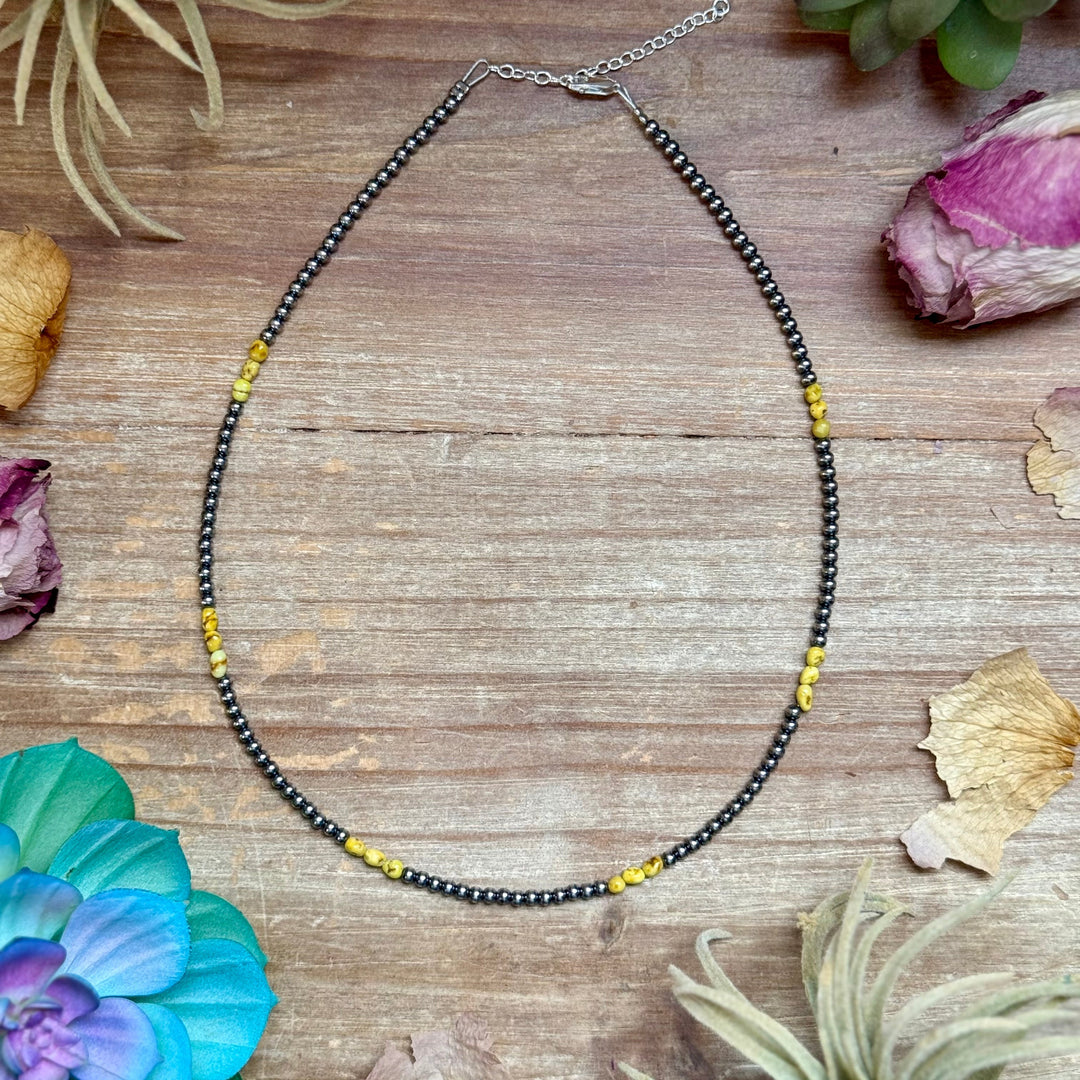 16.5” Palomino Turquoise Necklace – Sterling Silver Pearls Necklaces Shopify Collective The Bijoux FAB Jewelry The Bijoux FAB Jewelry