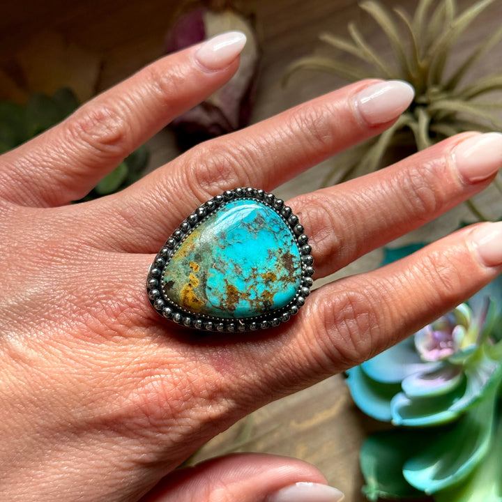 MJ Turquoise Ring – Sterling Silver Adjustable Band Ring Shopify Collective The Bijoux FAB Jewelry The Bijoux FAB Jewelry