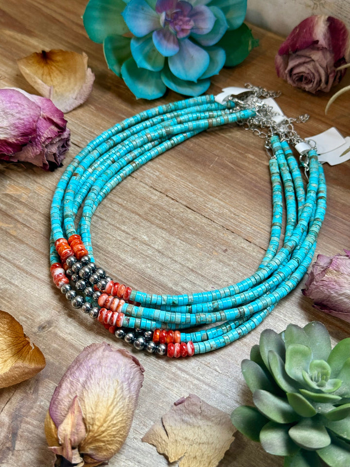 14” Vibrant Choker – Turquoise, Spiny Oyster & Sterling Silver chokers Shopify Collective The Bijoux FAB Jewelry The Bijoux FAB Jewelry