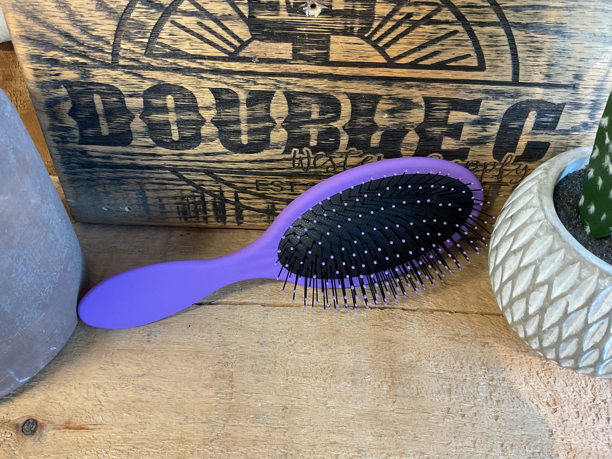 Myra Purple Passion Hair Brush Tooled Hair Brush Myra