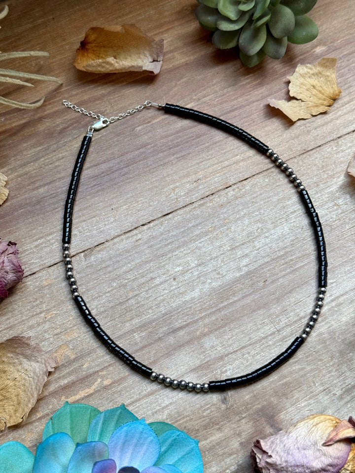 16” Black Onyx Necklace – Sterling Silver Pearls Necklaces Shopify Collective The Bijoux FAB Jewelry The Bijoux FAB Jewelry