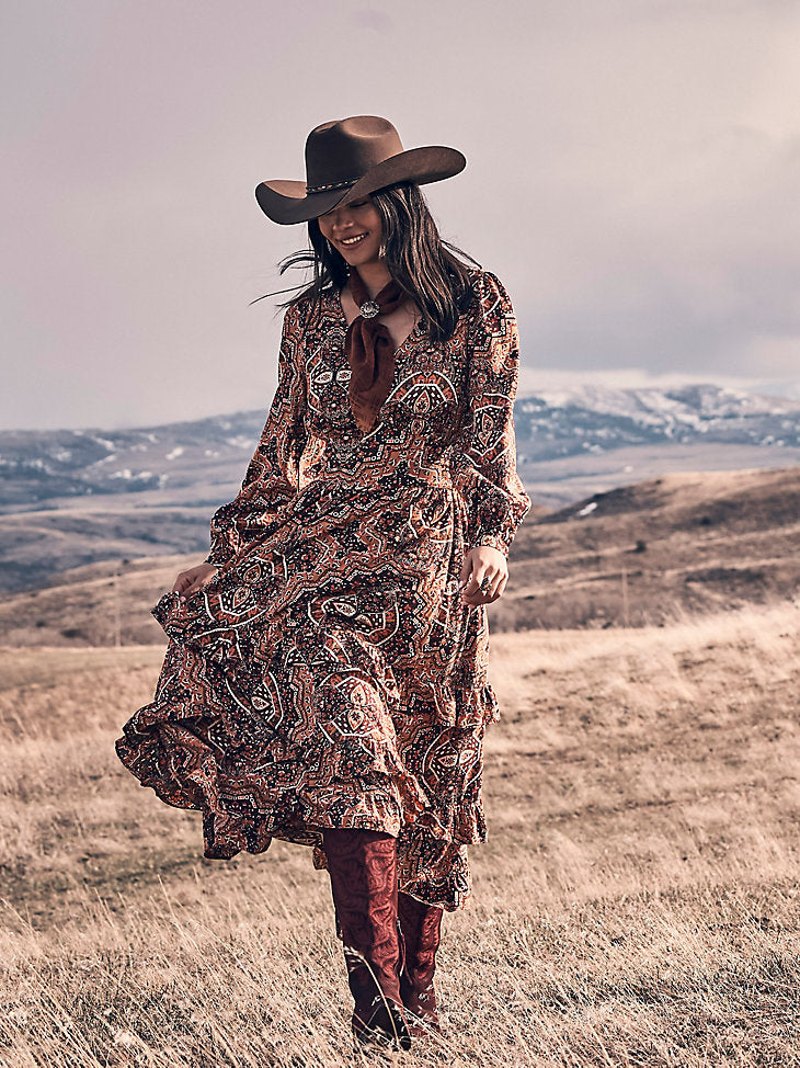 New Women's Ruffle Accent Maxi Dress 112371767 Dress Wrangler