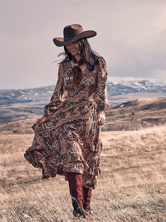 New Women's Ruffle Accent Maxi Dress 112371767 Dress Wrangler