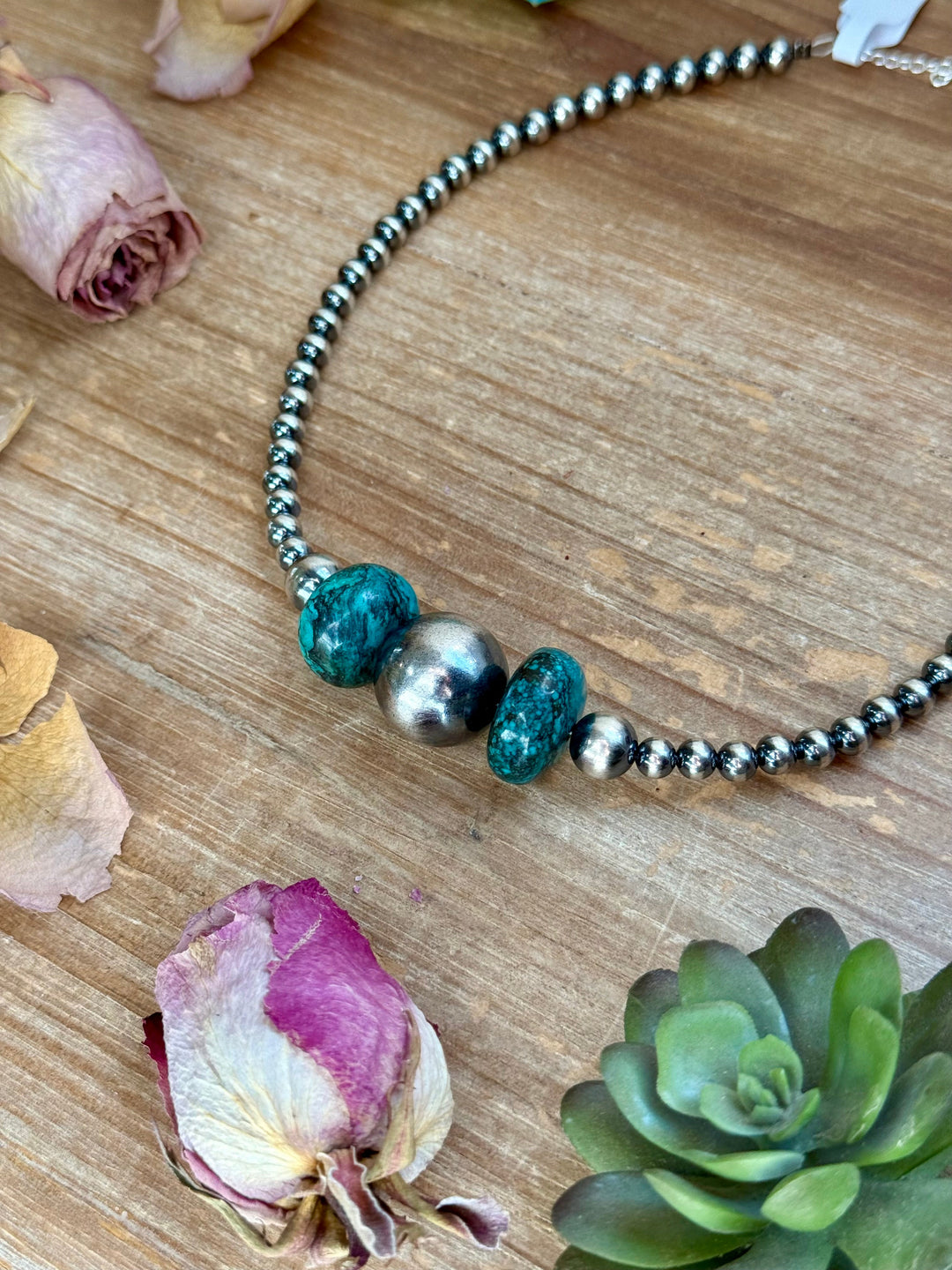 16.5” Turquoise Necklace – Sterling Silver Pearls Necklaces Shopify Collective The Bijoux FAB Jewelry The Bijoux FAB Jewelry