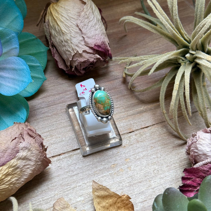 124 - Sterling Silver Royston Turquoise Medicine Man Eye Stamped Stacking Ring by Jason Ogg Ring Shopify Collective The Bijoux FAB Jewelry The Bijoux FAB Jewelry