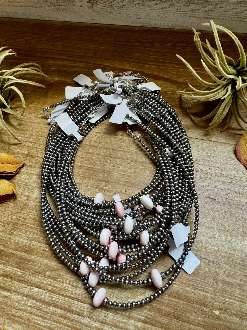 Sterling Silver Pearl Choker – Pink Conch Saucer Center – 14.5" + Extender Necklaces Shopify Collective The Bijoux FAB Jewelry The Bijoux FAB Jewelry