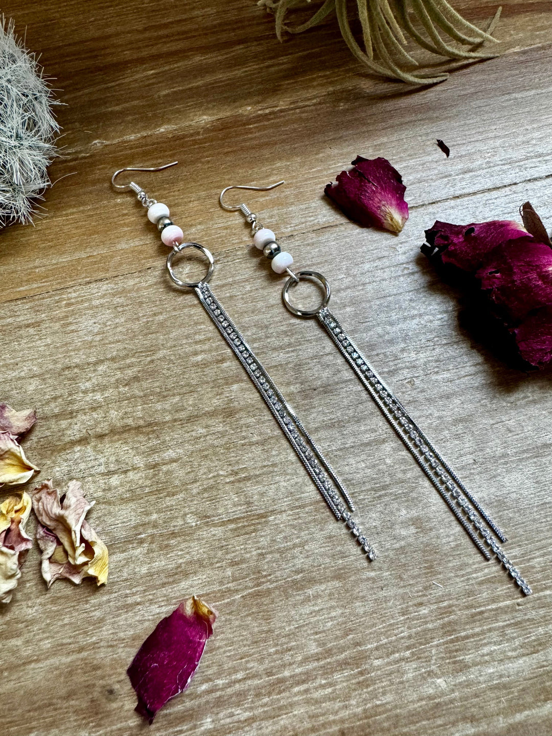 Chic dangle earrings with pink conch & sterling silver pearls Earrings Shopify Collective The Bijoux FAB Jewelry The Bijoux FAB Jewelry