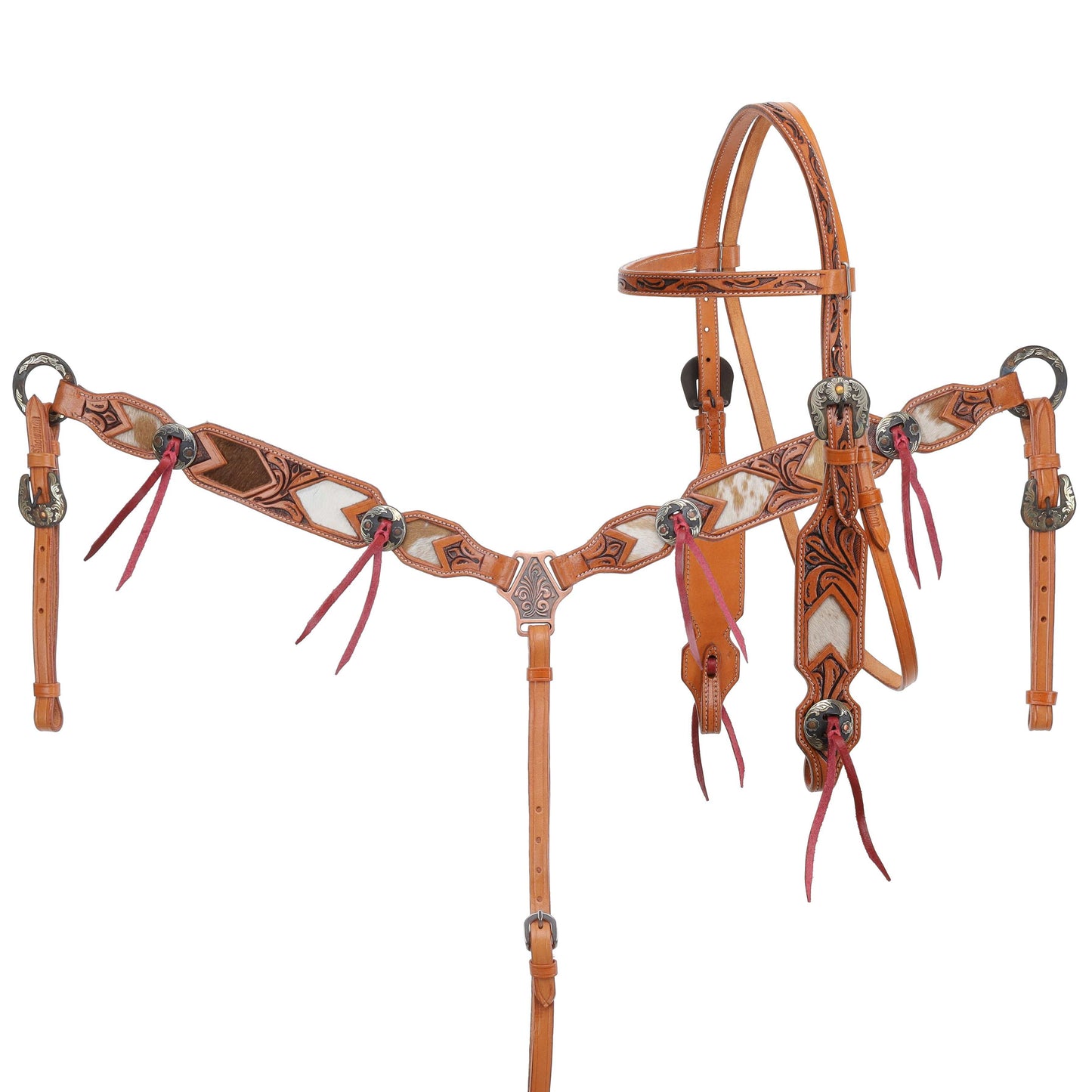 Showman Woodland Hide Browband Headstall and Breastcollar Set 8252 Headstall and Breast Collar Set Shiloh
