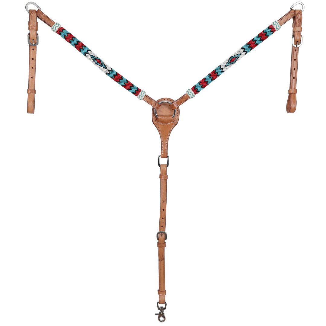 Showman Red Rock Beaded One Ear Headstall and Breastcollar Set 8284