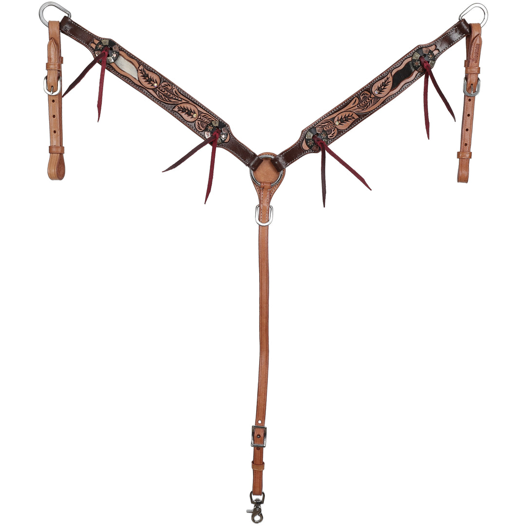 Showman Cowhide Canopy Browband Headstall and Breastcollar Set 8285