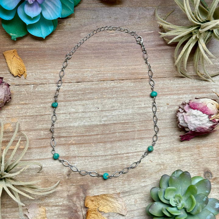 Turquoise Chain Necklace – 14" – Silver Plated Chains Shopify Collective The Bijoux FAB Jewelry The Bijoux FAB Jewelry