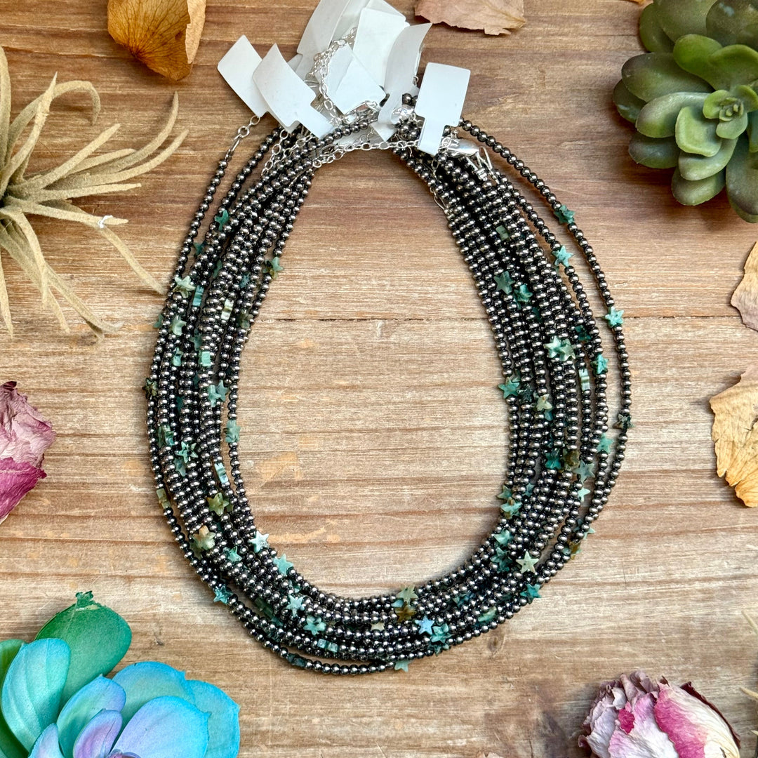 15” African Turquoise Star Necklace – Sterling Silver Pearls Necklaces Shopify Collective The Bijoux FAB Jewelry The Bijoux FAB Jewelry