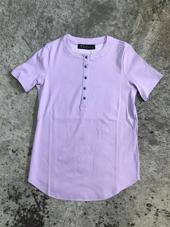 Turquoise Snap Button Down T-Shirt Shirts Purple button down casual western snap button turquoise western tee Lucky &amp; Blessed