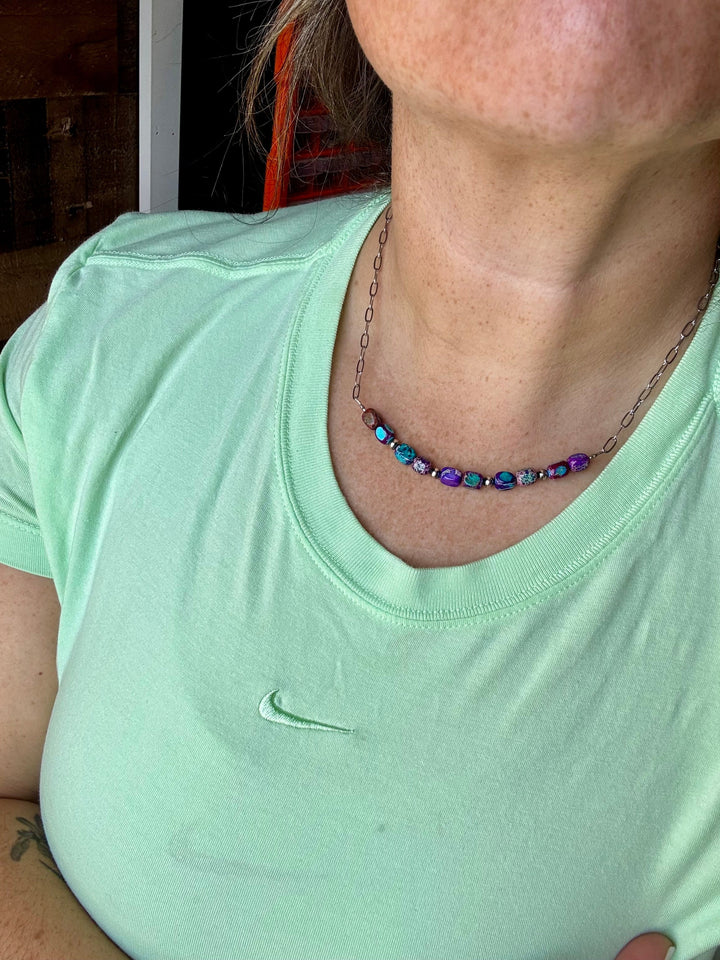 16 inch chain choker and Verascite sea sediment and sterling silver purple Necklaces Shopify Collective The Bijoux FAB Jewelry The Bijoux FAB Jewelry