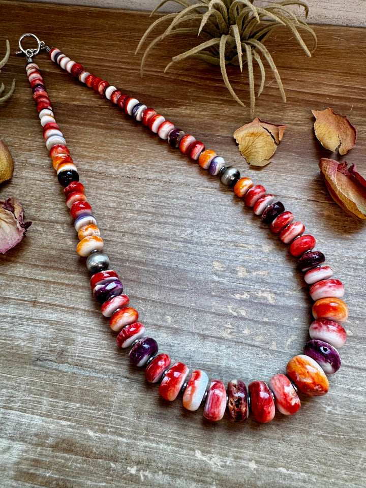 BE BOLD - 22-Inch Spiny Oyster & Wampum Statement Necklace with Sterling Silver Pearls Necklaces Shopify Collective The Bijoux FAB Jewelry The Bijoux FAB Jewelry
