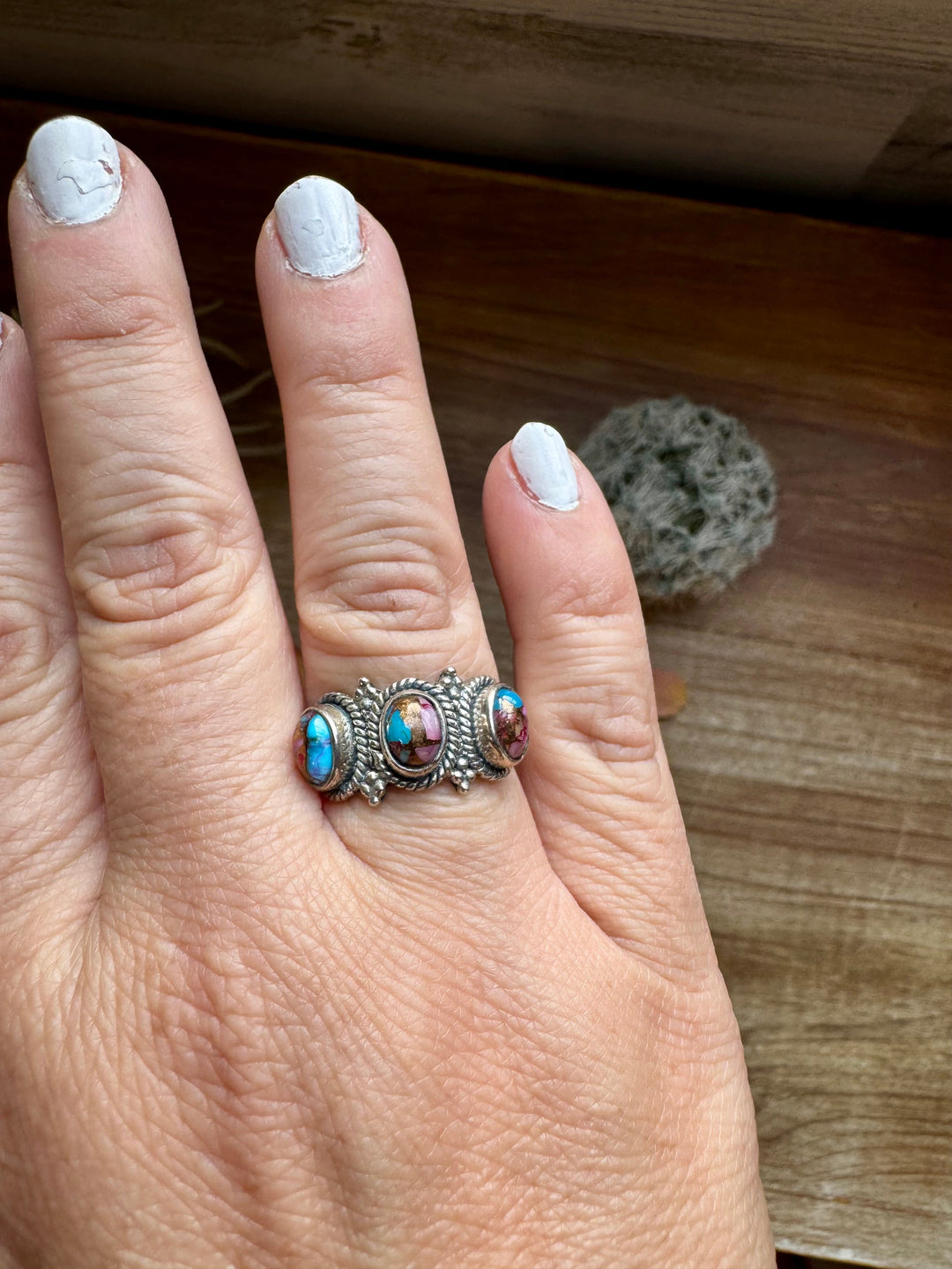 Band Ring - Size 7 - Pink Dahlia & sterling silver ring Shopify Collective The Bijoux FAB Jewelry The Bijoux FAB Jewelry