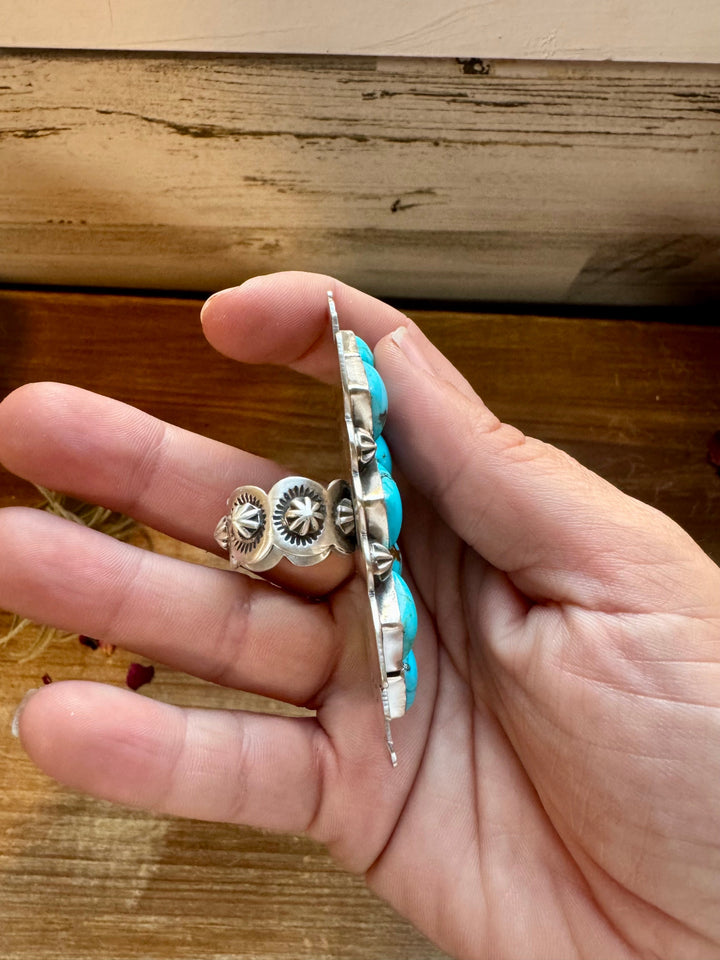 Big Ring - adjustable - kingman turquoise ring and sterling silver ring Shopify Collective The Bijoux FAB Jewelry The Bijoux FAB Jewelry