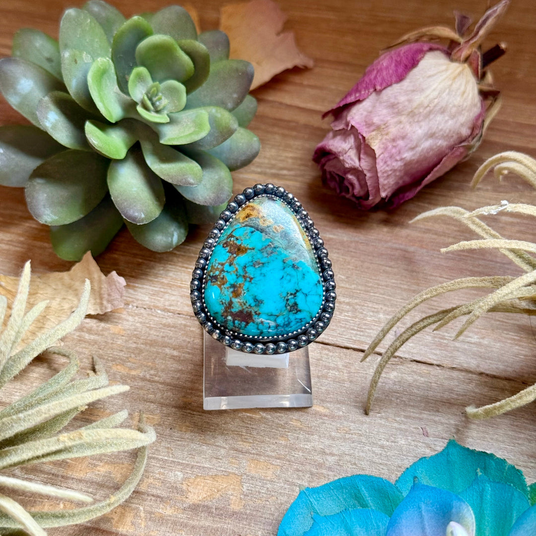 MJ Turquoise Ring – Sterling Silver Adjustable Band Ring Shopify Collective The Bijoux FAB Jewelry The Bijoux FAB Jewelry