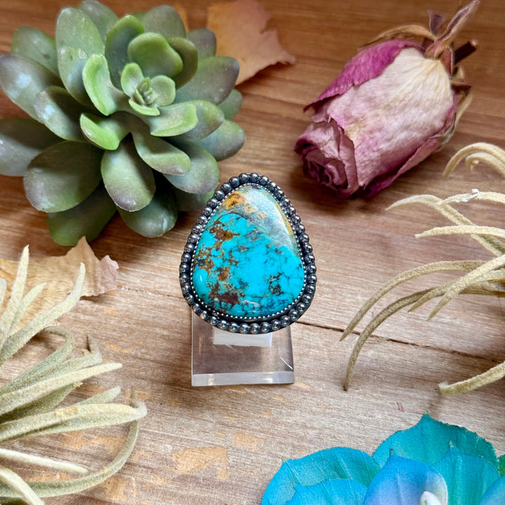 MJ Turquoise Ring – Sterling Silver Adjustable Band Ring Shopify Collective The Bijoux FAB Jewelry The Bijoux FAB Jewelry