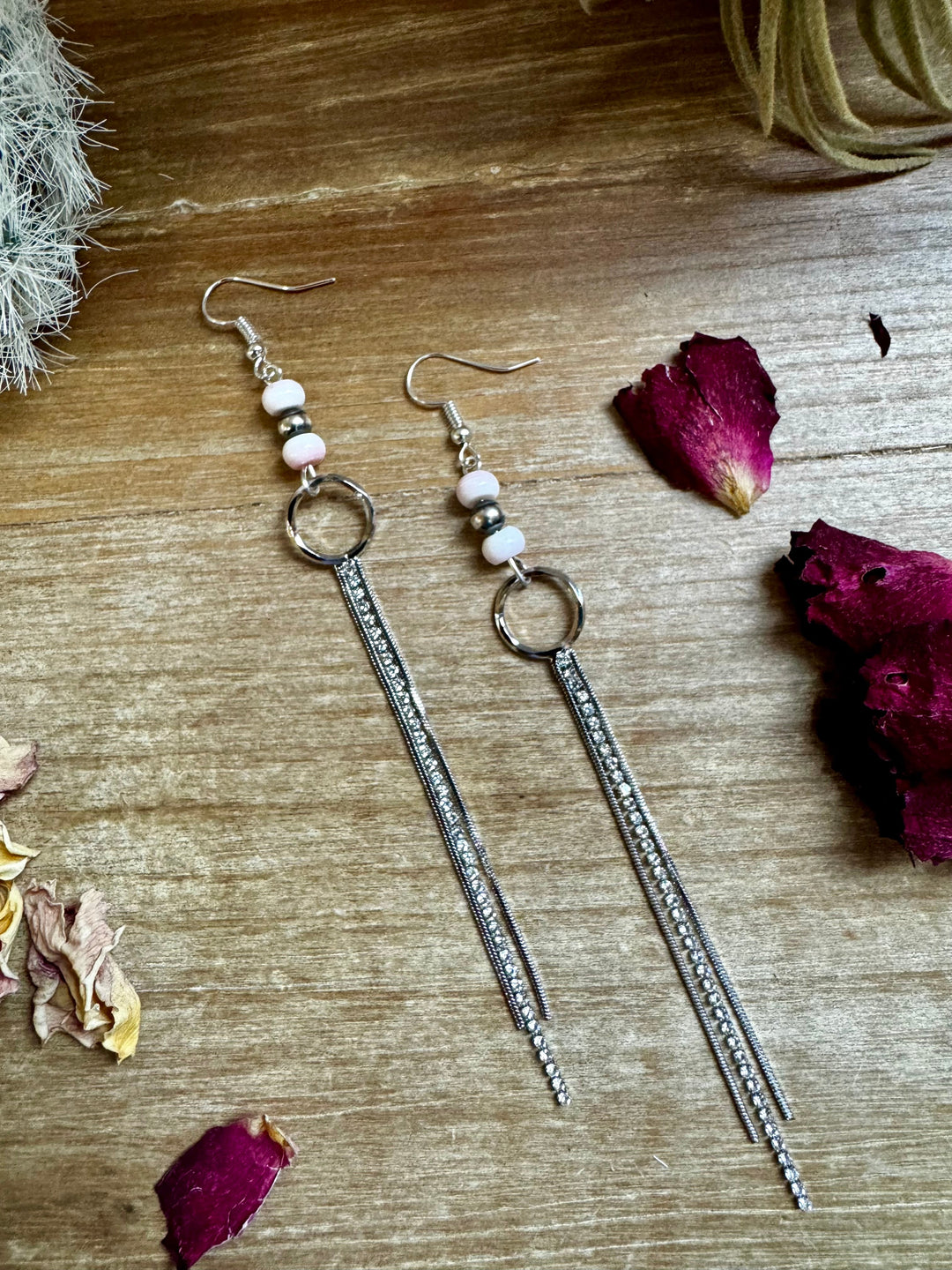 Chic dangle earrings with pink conch & sterling silver pearls Earrings Shopify Collective The Bijoux FAB Jewelry The Bijoux FAB Jewelry