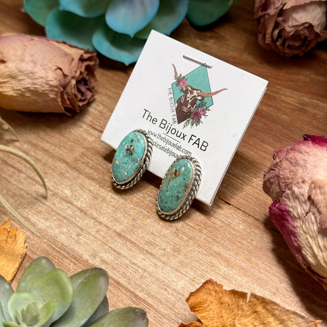 27 - Sterling Silver Cripple Creek Turquoise Stud Earrings by Jason Ogg Earrings Shopify Collective The Bijoux FAB Jewelry The Bijoux FAB Jewelry