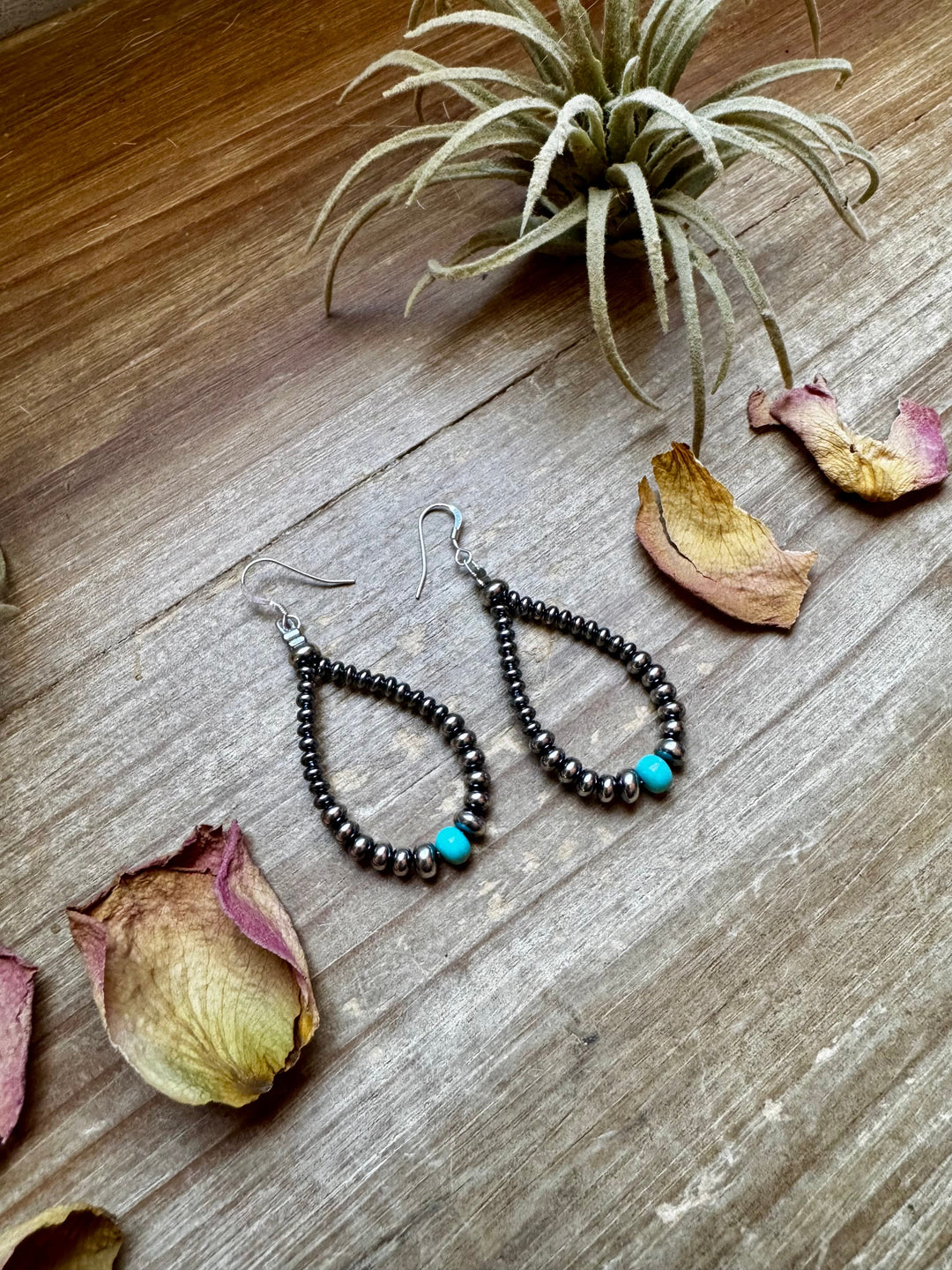 Smaller Sterling saucer Silver Pearls earrings teardrop - With Turquoise Earrings Shopify Collective The Bijoux FAB Jewelry The Bijoux FAB Jewelry