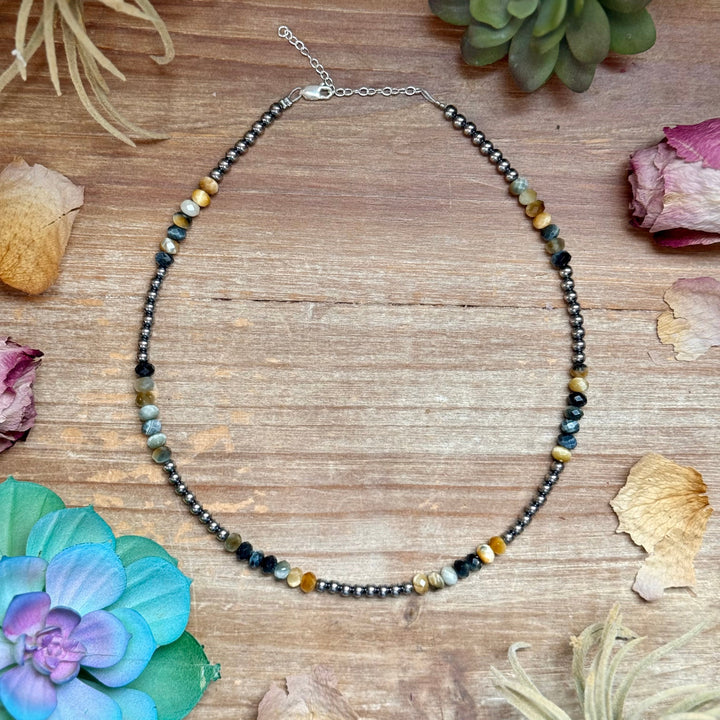 16” Golden Tiger Eye Necklace – Sterling Silver Pearls Necklaces Shopify Collective The Bijoux FAB Jewelry The Bijoux FAB Jewelry