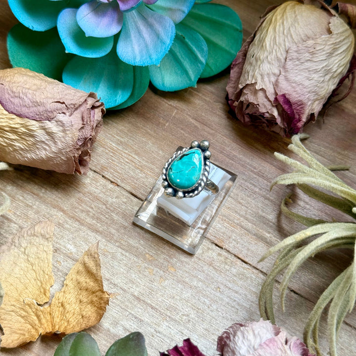 126 - Sterling Silver Tyrone Turquoise Medicine Man Eye Stamped Stacking Ring by Jason Ogg Ring Shopify Collective The Bijoux FAB Jewelry The Bijoux FAB Jewelry