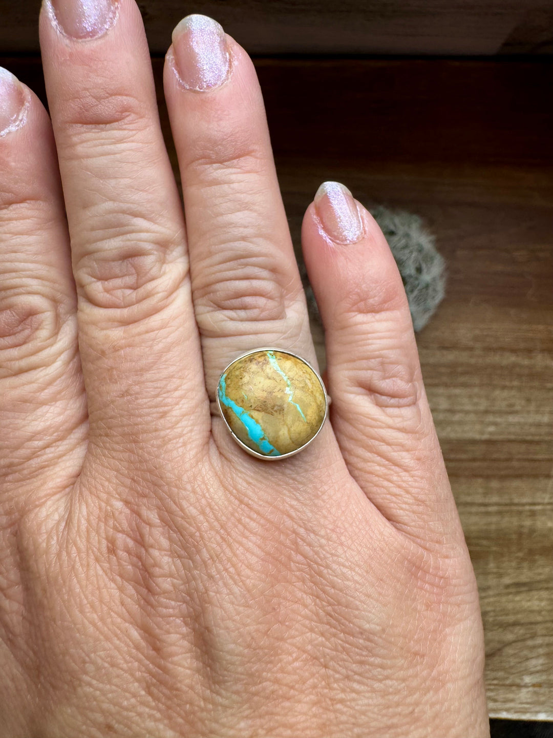 Small Ring - Size 8 1/2 - Ribbon Turquoise & Sterling Silver ring Shopify Collective The Bijoux FAB Jewelry The Bijoux FAB Jewelry