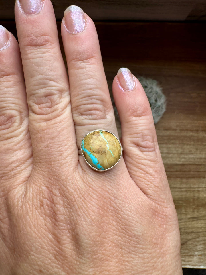 Small Ring - Size 8 1/2 - Ribbon Turquoise & Sterling Silver ring Shopify Collective The Bijoux FAB Jewelry The Bijoux FAB Jewelry