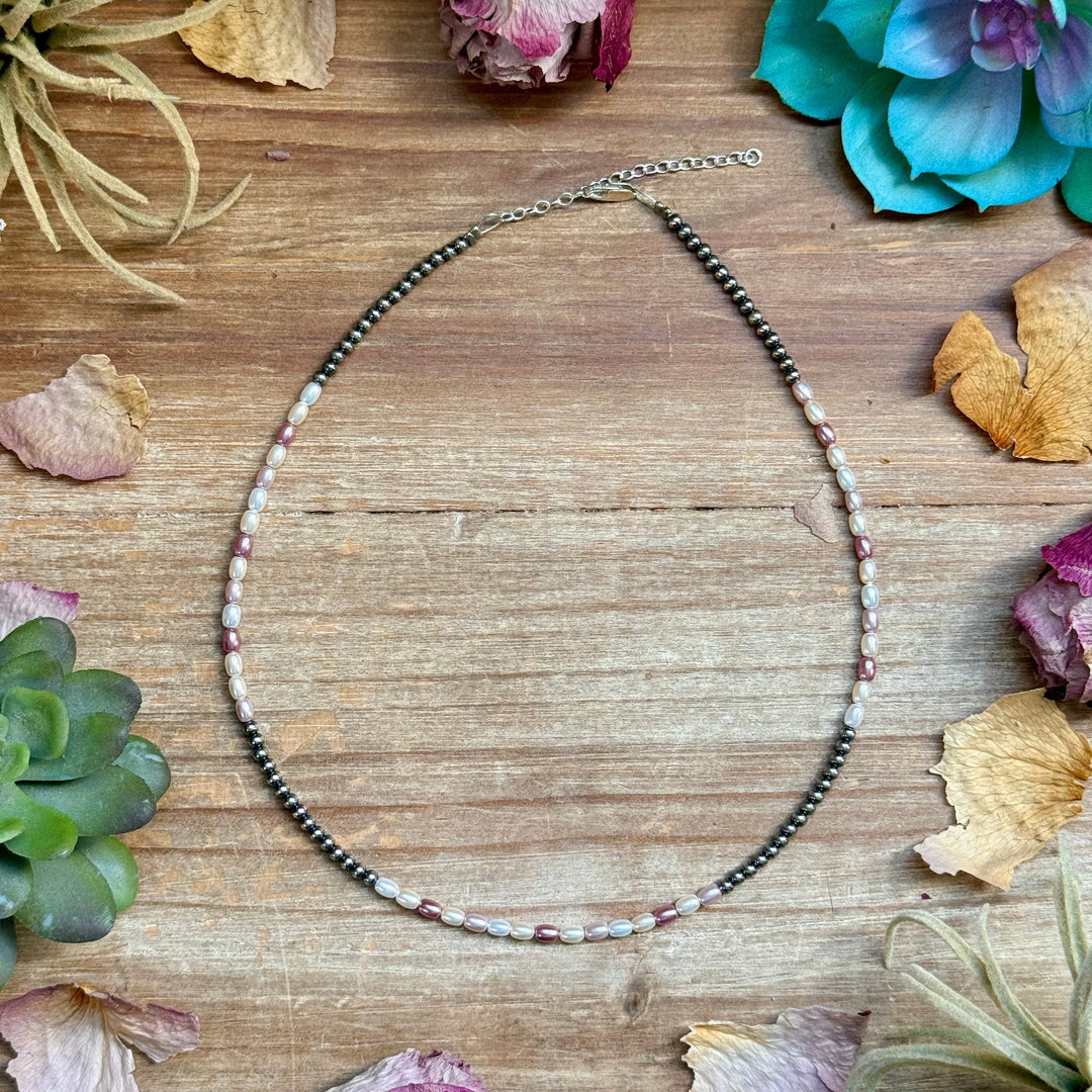 15.25” Pink Freshwater Pearl Necklace – Sterling Silver Pearls Necklaces Shopify Collective The Bijoux FAB Jewelry The Bijoux FAB Jewelry