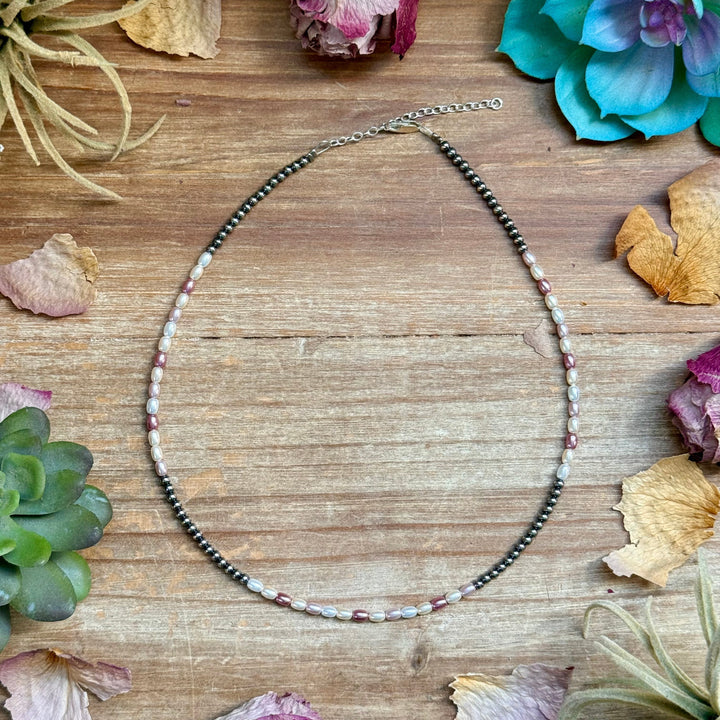 15.25” Pink Freshwater Pearl Necklace – Sterling Silver Pearls Necklaces Shopify Collective The Bijoux FAB Jewelry The Bijoux FAB Jewelry