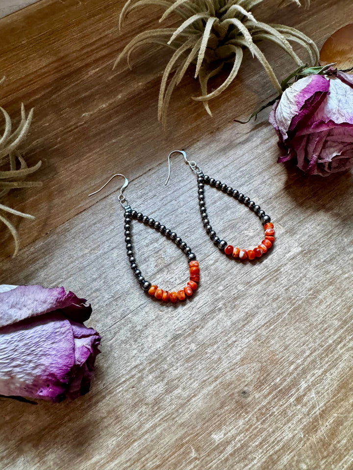 Orange Spiny Oyster Earrings – Sterling Silver Pearls Earrings Shopify Collective The Bijoux FAB Jewelry The Bijoux FAB Jewelry
