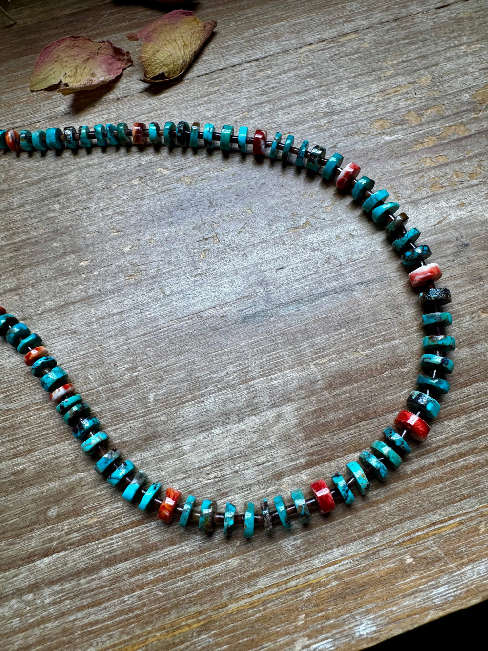 26” Dark Blue Rondelle Turquoise & Spiny Oyster Necklace Necklaces Shopify Collective The Bijoux FAB Jewelry The Bijoux FAB Jewelry