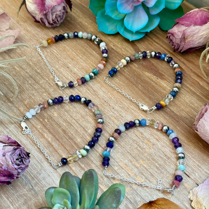 6.25” Mixed Gemstone Bracelet – 6mm Sterling Silver Pearls Bracelets Shopify Collective The Bijoux FAB Jewelry The Bijoux FAB Jewelry
