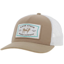 Load image into Gallery viewer, RANK STOCK&quot; HAT TAN/WHITE W/WHITE &amp; TURQUOISE PATCH
