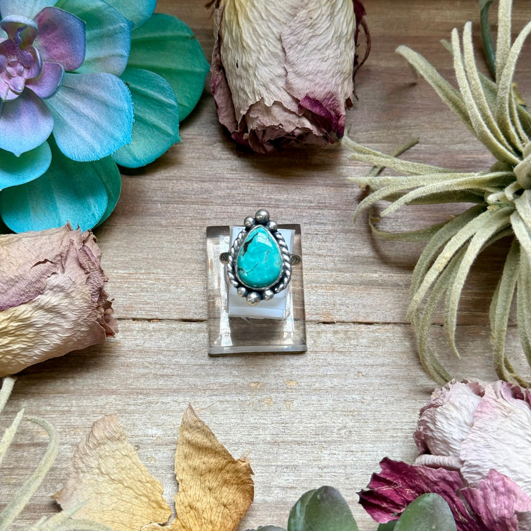 126 - Sterling Silver Tyrone Turquoise Medicine Man Eye Stamped Stacking Ring by Jason Ogg Ring Shopify Collective The Bijoux FAB Jewelry The Bijoux FAB Jewelry