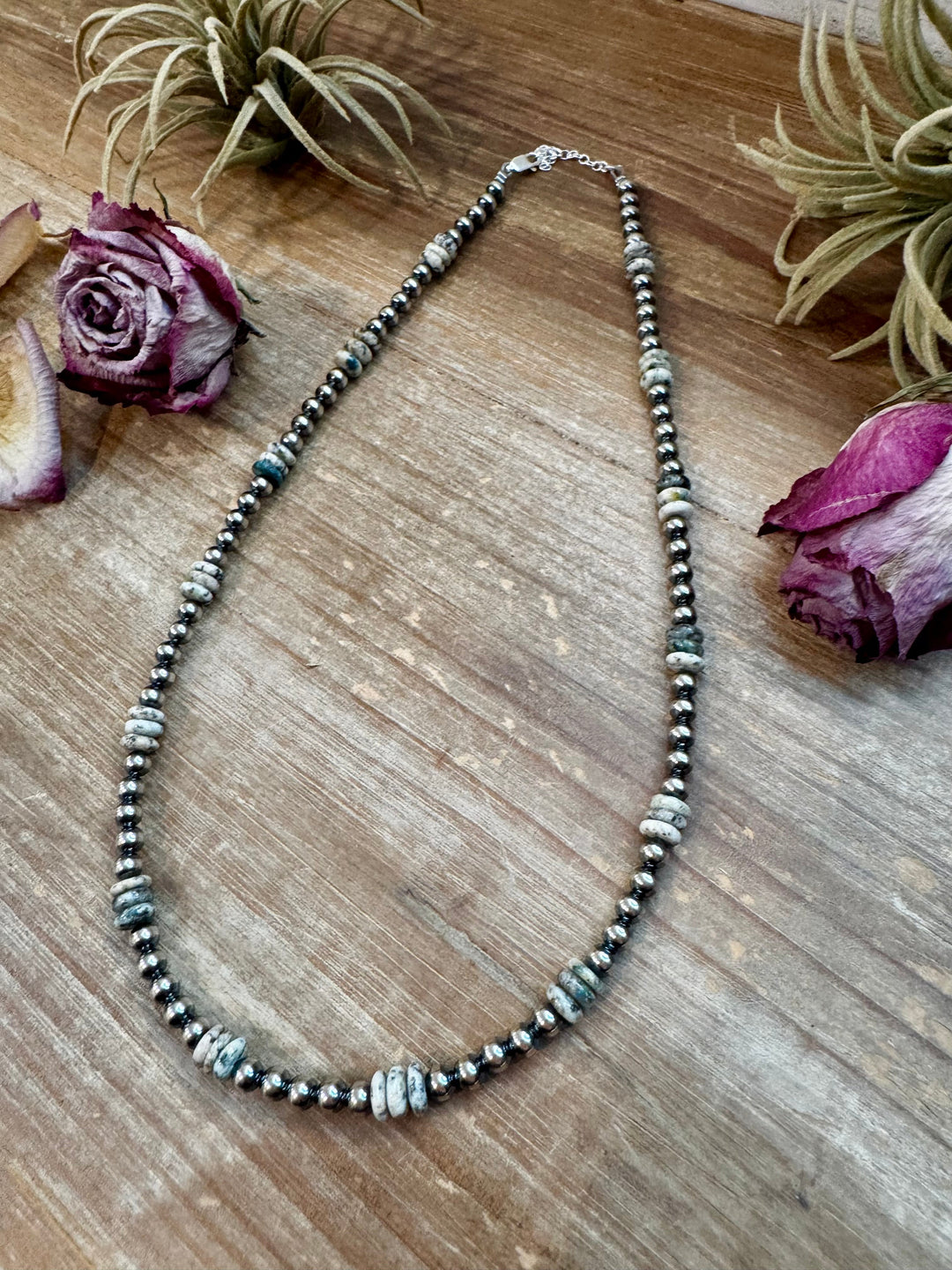Azurite & Sterling Silver Pearl Necklace – 5mm - 19" Necklaces Shopify Collective The Bijoux FAB Jewelry The Bijoux FAB Jewelry