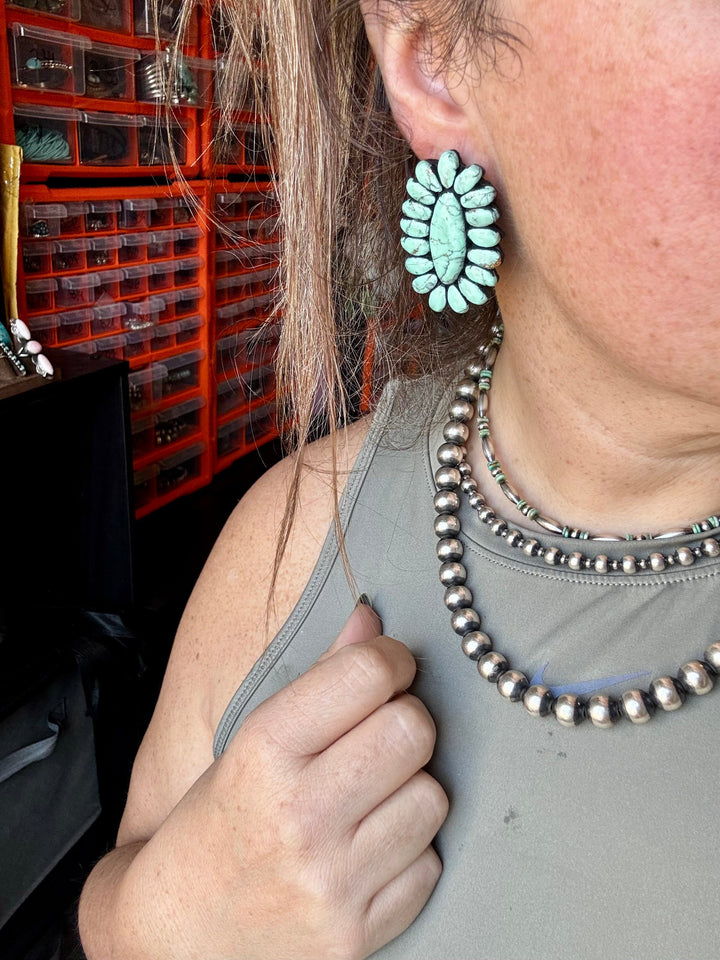 Mint Concho Large Clay Stud Earrings Earrings Shopify Collective The Bijoux FAB Jewelry The Bijoux FAB Jewelry